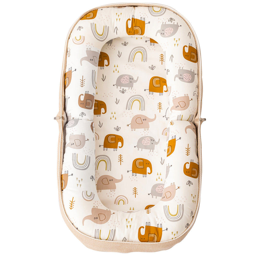 GloTika Baby Lounger, Foldable Infant Nest Pillow with Soft Memory Foam Mat, Cover with Adorable Pattern, Converts to Backpack for Easy Travel, 0-12 Months image 3