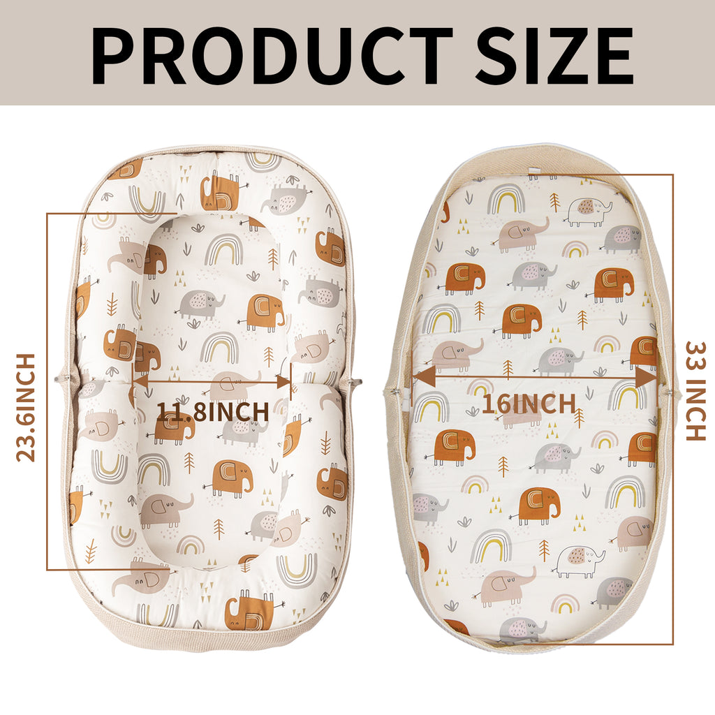 GloTika Baby Lounger, Foldable Infant Nest Pillow with Soft Memory Foam Mat, Cover with Adorable Pattern, Converts to Backpack for Easy Travel, 0-12 Months image 10