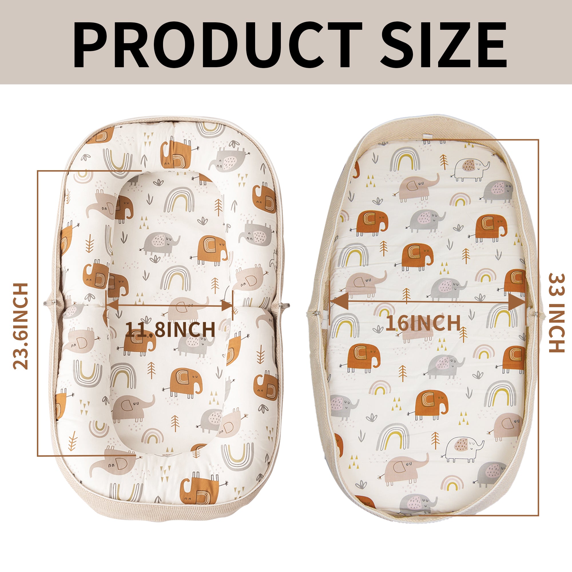 GloTika Baby Lounger, Foldable Infant Nest Pillow with Soft Memory Foam Mat, Cover with Adorable Pattern, Converts to Backpack for Easy Travel, 0-12 Months image 10