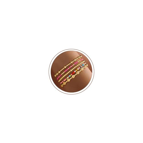 Turandoss 5PCS Gold Beaded Bracelets for Women, Dainty 14K Gold Plated Turandoss 5PCS Gold Beaded Bracelets for Women, Dainty 14K Gold Plated - B0FN496YK2