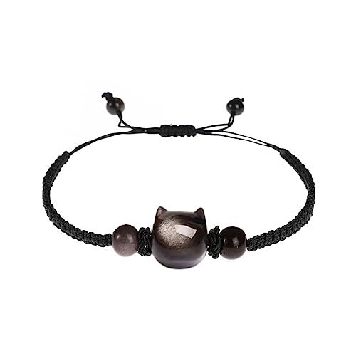 Cat Bracelets for Women,Money Attraction,Black Obsidian,Cat Gifts Cat Bracelets for Women,Money Attraction,Black Obsidian,Cat Gifts - B0CBKRNL2L
