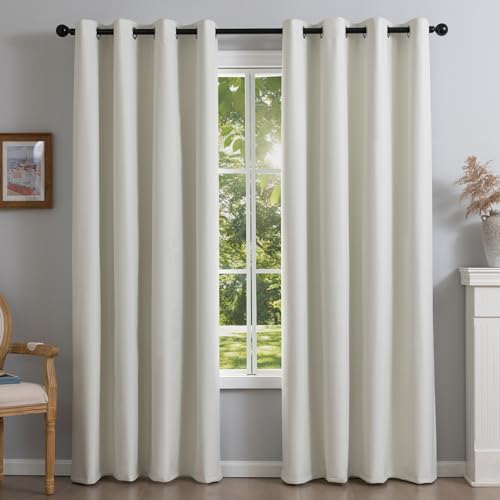 Ready to Ship – Noctura Flame Retardant Blackout Curtains, 1 Set DrapeMaster Fire Retardant Fluorine Free NFPA701 Standard Curtains 84 inches 2 Panels 100% Blackout Drapes for Bedroom Living Room Darkening Curtain Thermal Insulated Grommet (52x84 inch,Black) - B0G19HXQ5M