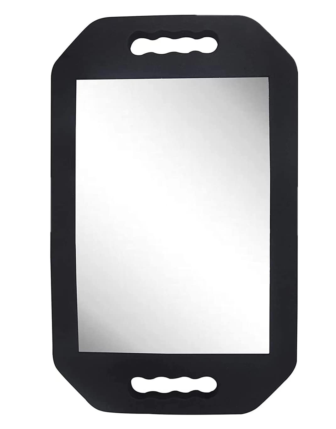 MIHAGUTY large rectangular handheld mirror with double handles on white background