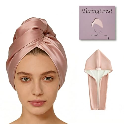 TURINGCREST Microfiber Hair Towel Wrap, Satin Quick Dry Turban Women Long TURINGCREST Microfiber Hair Towel Wrap, Satin Quick Dry Turban Women Long - B0GLPL18FY