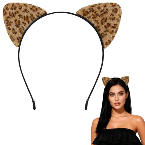 MANLENO Leopard Ears Headband for Women,Furry Cheetah Cat Ears Headband for Halloween Christmas Costume Party (Gold) MANLENO Leopard Ears Headband for Women,Furry Cheetah Cat Ears Headband for Halloween Christmas Costume Party (Gold) - B0FY3GN5JK