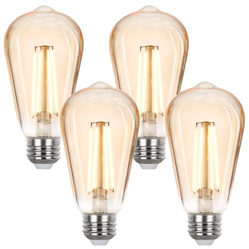 Sigalux LED Edison Bulbs 40 watt Equivalent, E26 Light Bulb Dimmable, Soft White 2700K, Non-dim ST58 Vintage LED Bulbs, 80+ CRI, 4.5W 400LM, E26 Base, 4 Pack Sigalux LED Edison Bulbs 40 watt Equivalent, E26 Light Bulb Dimmable, Soft White 2700K, Amber Glass ST58 Vintage LED Bulbs, 80+ CRI, 4.5W 400LM, E26 Base, 4 Pack - B0GGHW6M6N