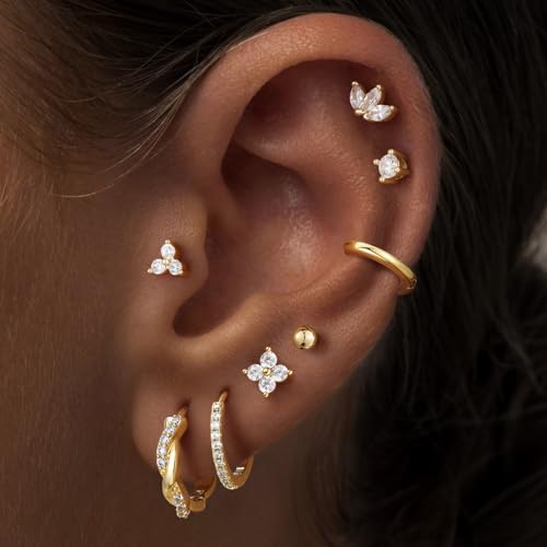 Turandoss 8 Pairs Hypoallergenic Gold Huggie Hoop Earrings for Women Girls Turandoss 8 Pairs Hypoallergenic Gold Huggie Hoop Earrings for Women Girls - B0GHQWN772