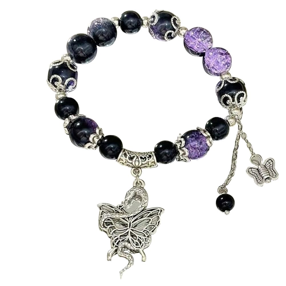 PENEXIU Butterfly Bead Bracelets Women Matching Glasses Crystal Bracelet Suit (ALL, One Size) image 2