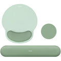 Antique green MOSISO keyboard and mouse wrist rests on desk
