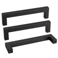 35 black square 5-inch Goldenwarm cabinet handles arranged on white background