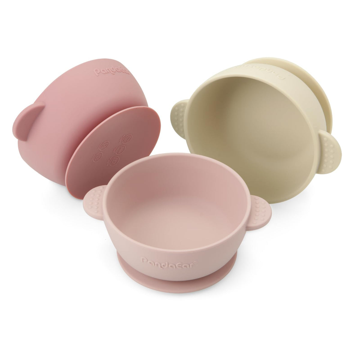Pink silicone baby bowl suction base