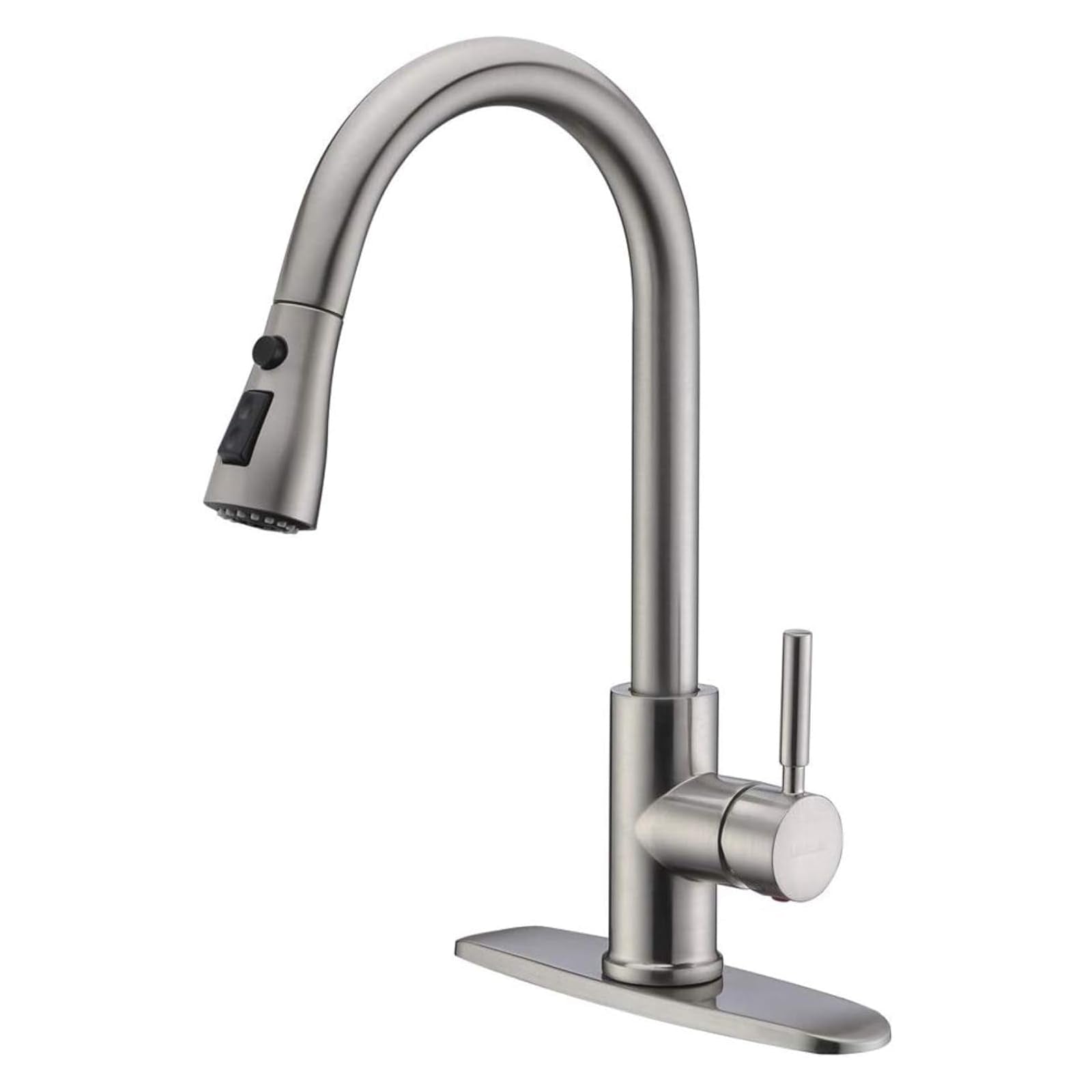 WEWE High-Arc Pull-Down Kitchen Faucet, Brushed Nickel, 3-Mode Sprayer