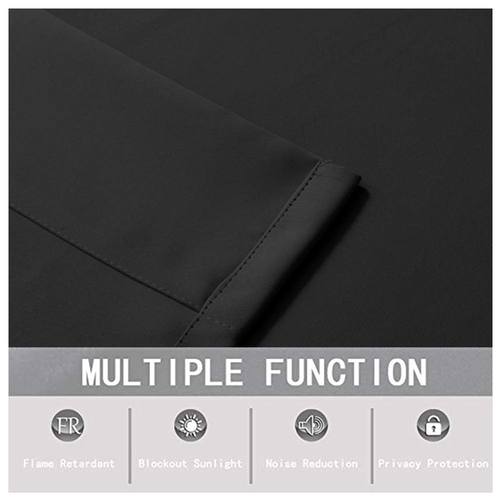 Noctura Flame Retardant Blackout Curtains, Grommet Top Silver Rings ，Color: Stillness Black 46sets (1sets=2 Panel) image 3