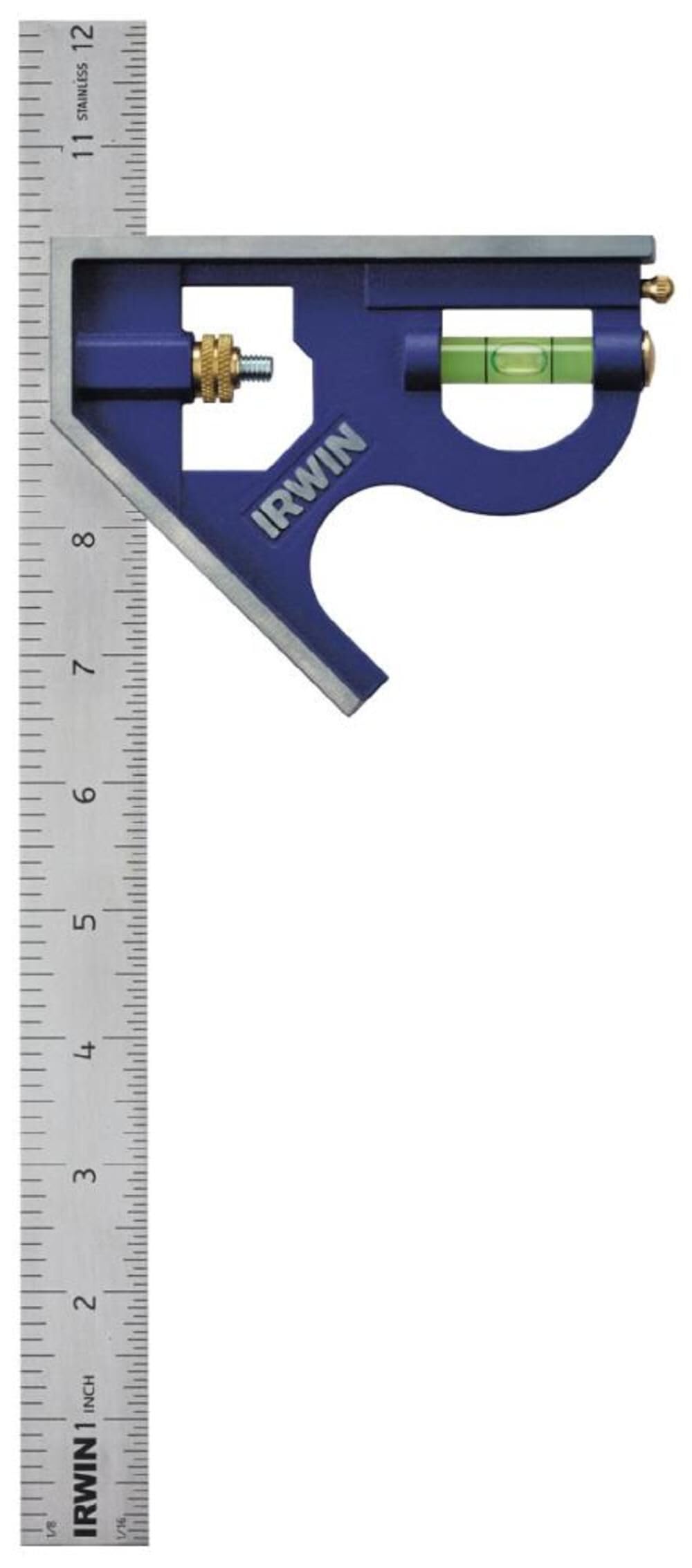 IRWIN 12-inch stainless steel combination square showing ruler and 45/90° head