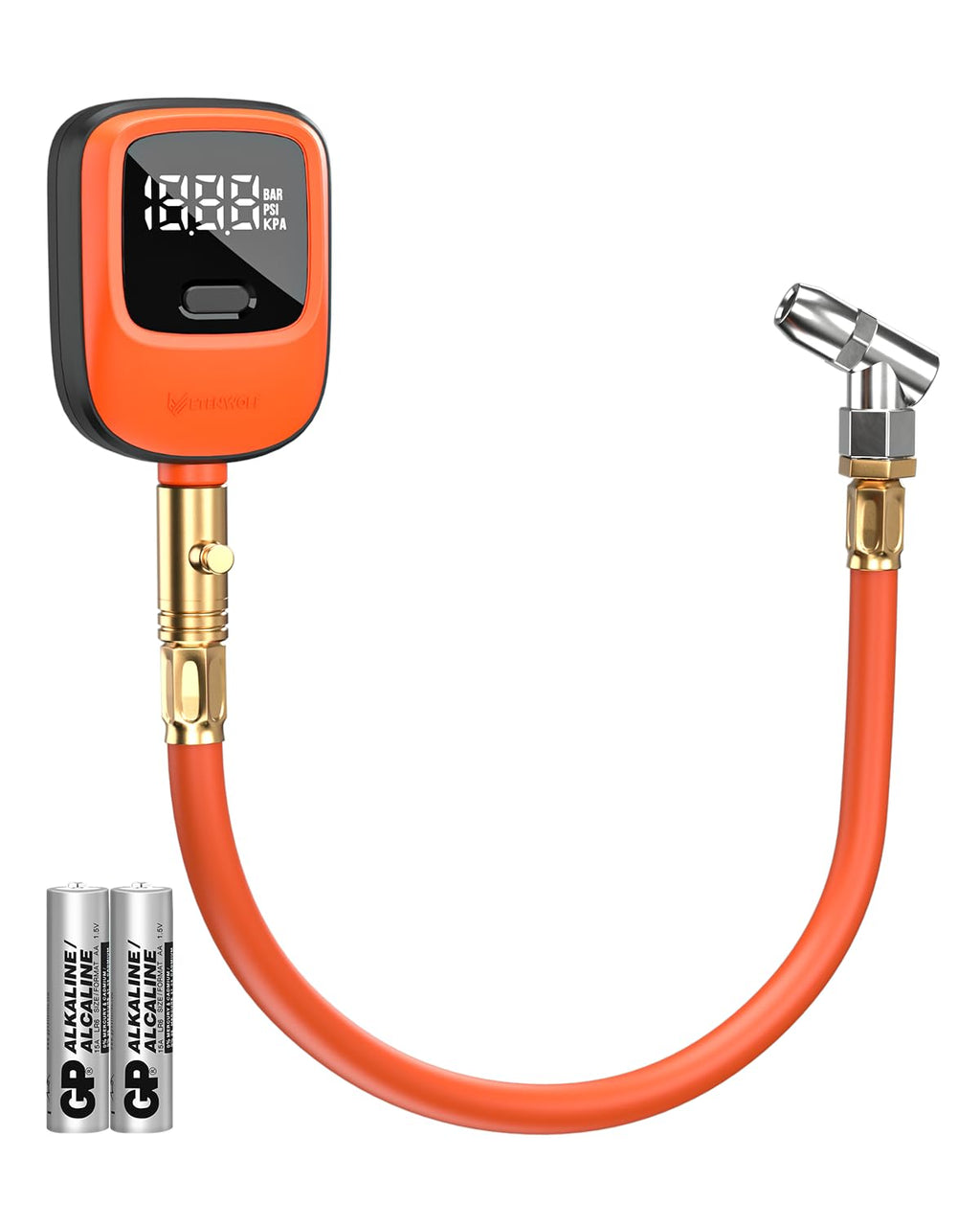 ETENWOLF T600 Digital Tire Pressure Gauge 250 PSI with Rubber Hose, Orange