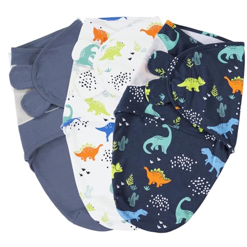 PHF 100% Cotton Baby Swaddle Sleep Sacks for Newborn, 3 Pack Soft Breathable Baby Swaddle Sack 0-3 Months for Boys Girls, Easy Adjustable, Blanket Wrap, Newborn Essentials (Dinosaur) PHF 100% Cotton Baby Swaddle Sleep Sacks for Newborn, 3 Pack Soft Breathable Baby Swaddle Sack 0-3 Months for Boys Girls, Easy Adjustable, Blanket Wrap, Newborn Essentials (Dinosaur) - B0DMRX3WC1