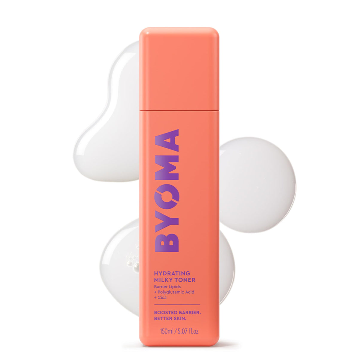 Bottle of BYOMA milky hydrating face toner with milky liquid