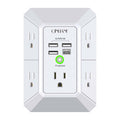 QINLIANF white wall-mount 5-outlet surge protector extender with 4 USB ports