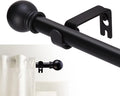 Curtain Rods for windows 32-46 inch, 1 inch Diameter Decorative Matte Black Adjustable Heavy Duty Metal Curtain Rod set with Brackets