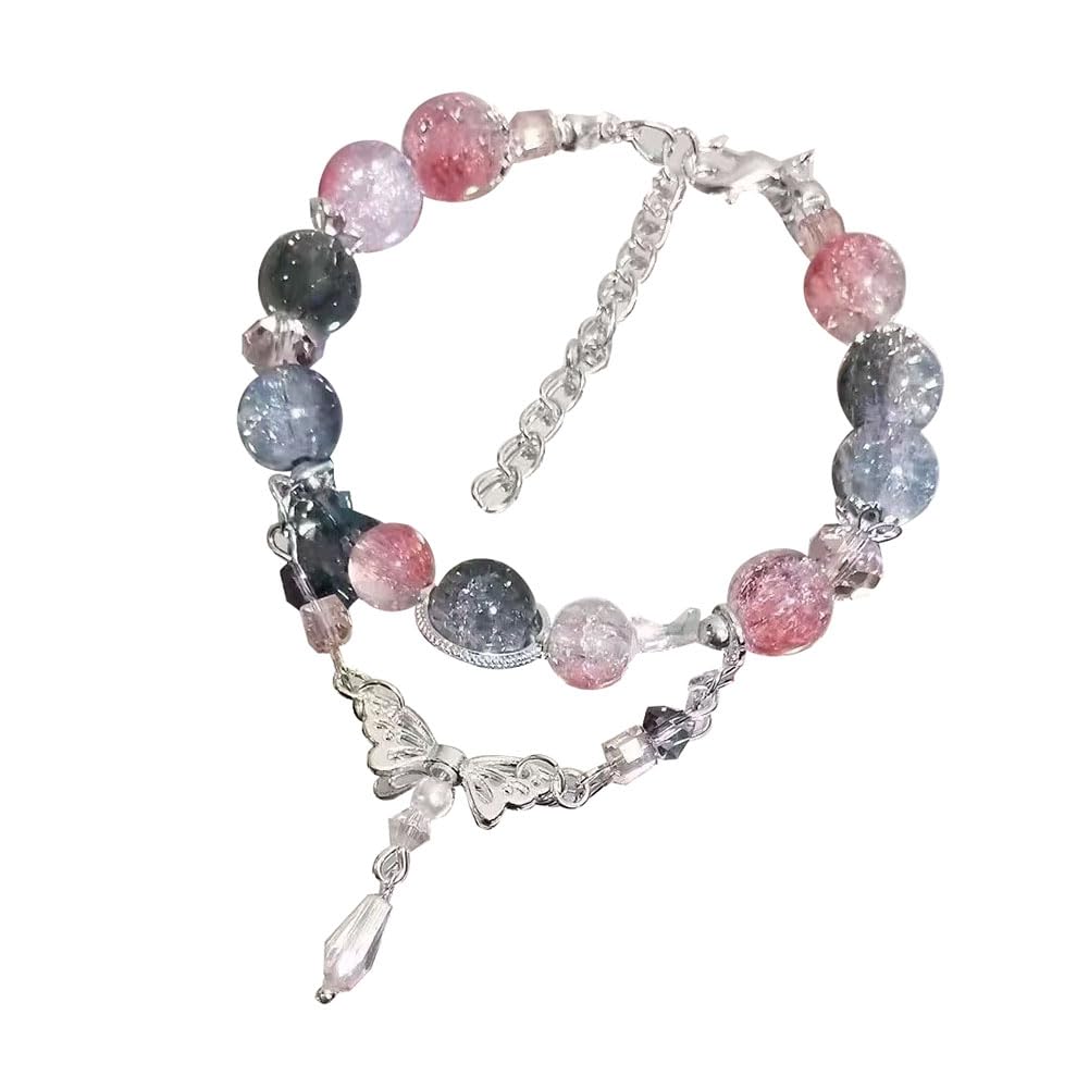 PENEXIU Butterfly Bead Bracelets Women Matching Glasses Crystal Bracelet Suit (ALL, One Size) image 3