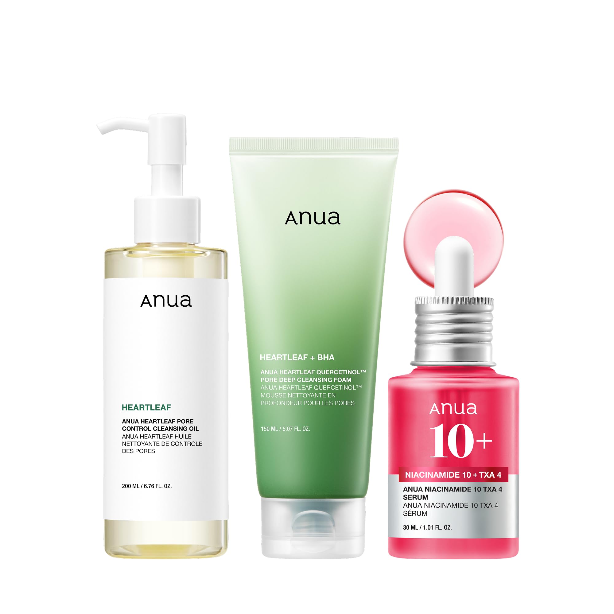 ANUA 3-step Glass Skin beginner kit containing three skincare bottles