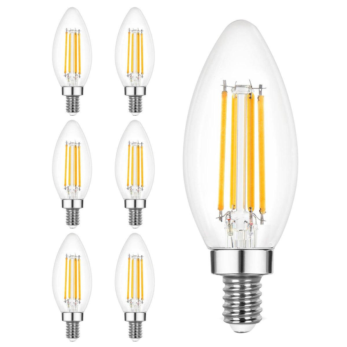Sigalux Dimmable LED Candelabra Bulb 60W Equivalent, E12 LED Light Bulbs 5000K Daylight White, B10 Candle Bulb for Chandelier, 5W, 450LM, 6 Pack