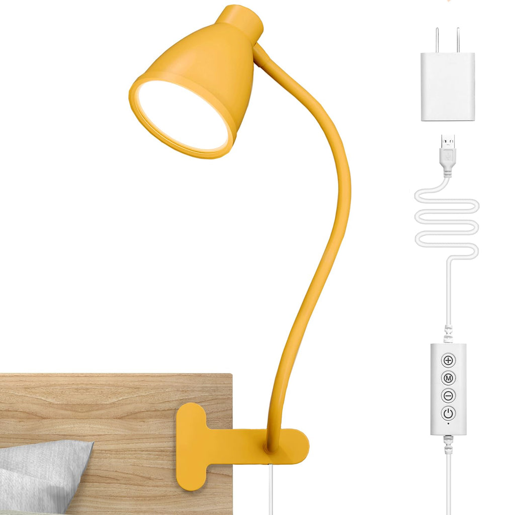 BOHON Clip on Light, Desk Lamp with Clamp, 5 Color 10 Brightness Yellow