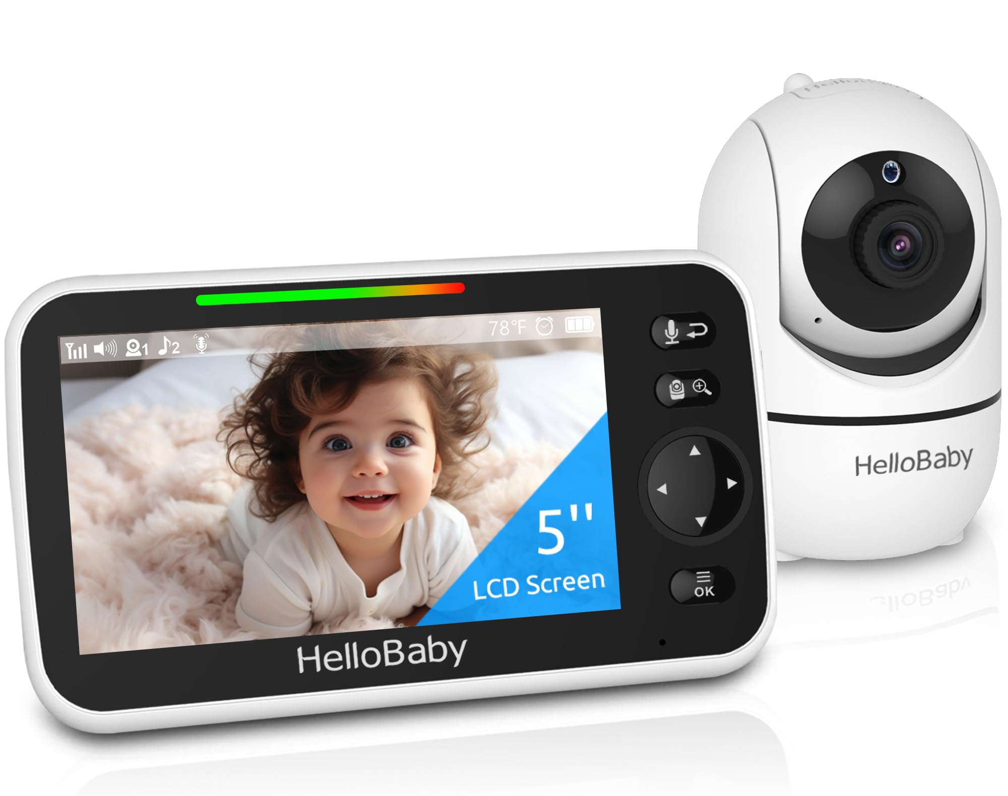 HelloBaby HB6550 baby monitor with 5-inch color screen and camera