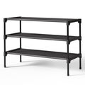 Black Kitsure 3-tier non-woven shoe rack with fabric shelves, 27.5 inches wide