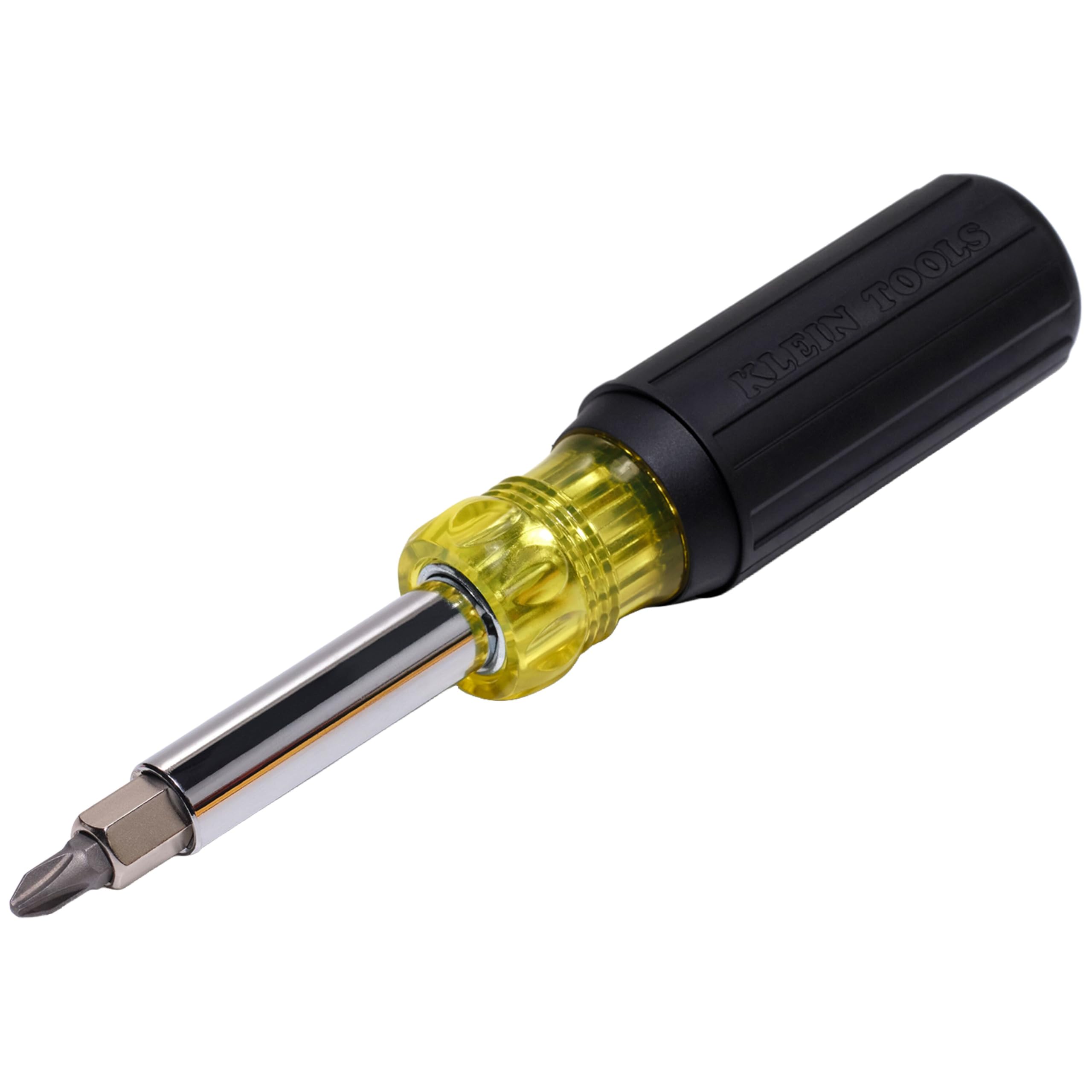 KLEIN TOOLS 11-in-1 screwdriver and nut driver with cushion grip handle and multiple bits