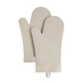 Pair of KitchenAid ribbed silicone oven mitts in Milkshake Tan