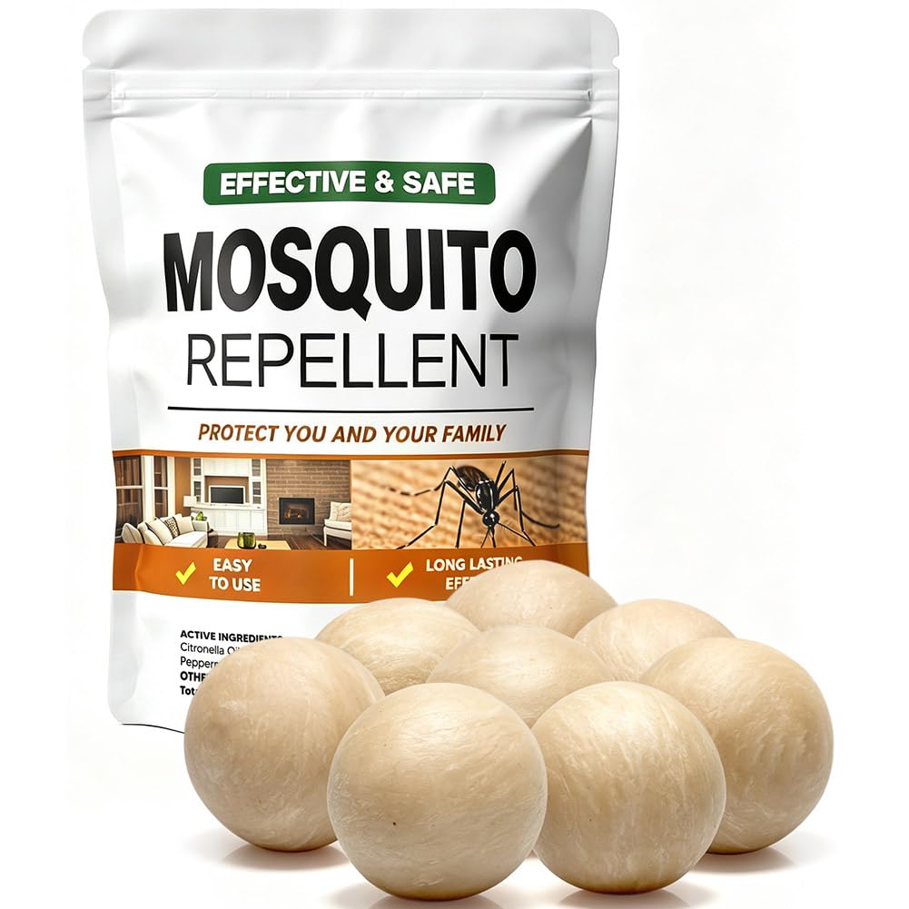 AUDQQM mosquito repellent balls 8pcs displayed on an outdoor patio