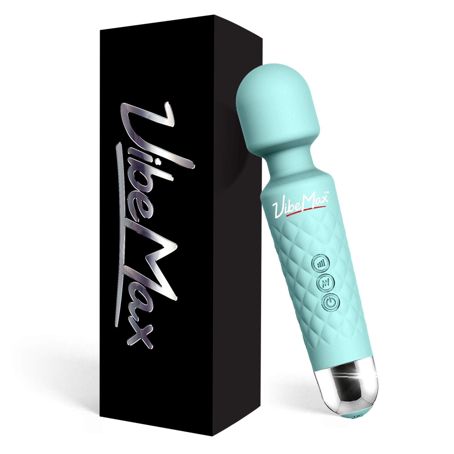 Turquoise VibeMax rechargeable handheld vibrating personal massager