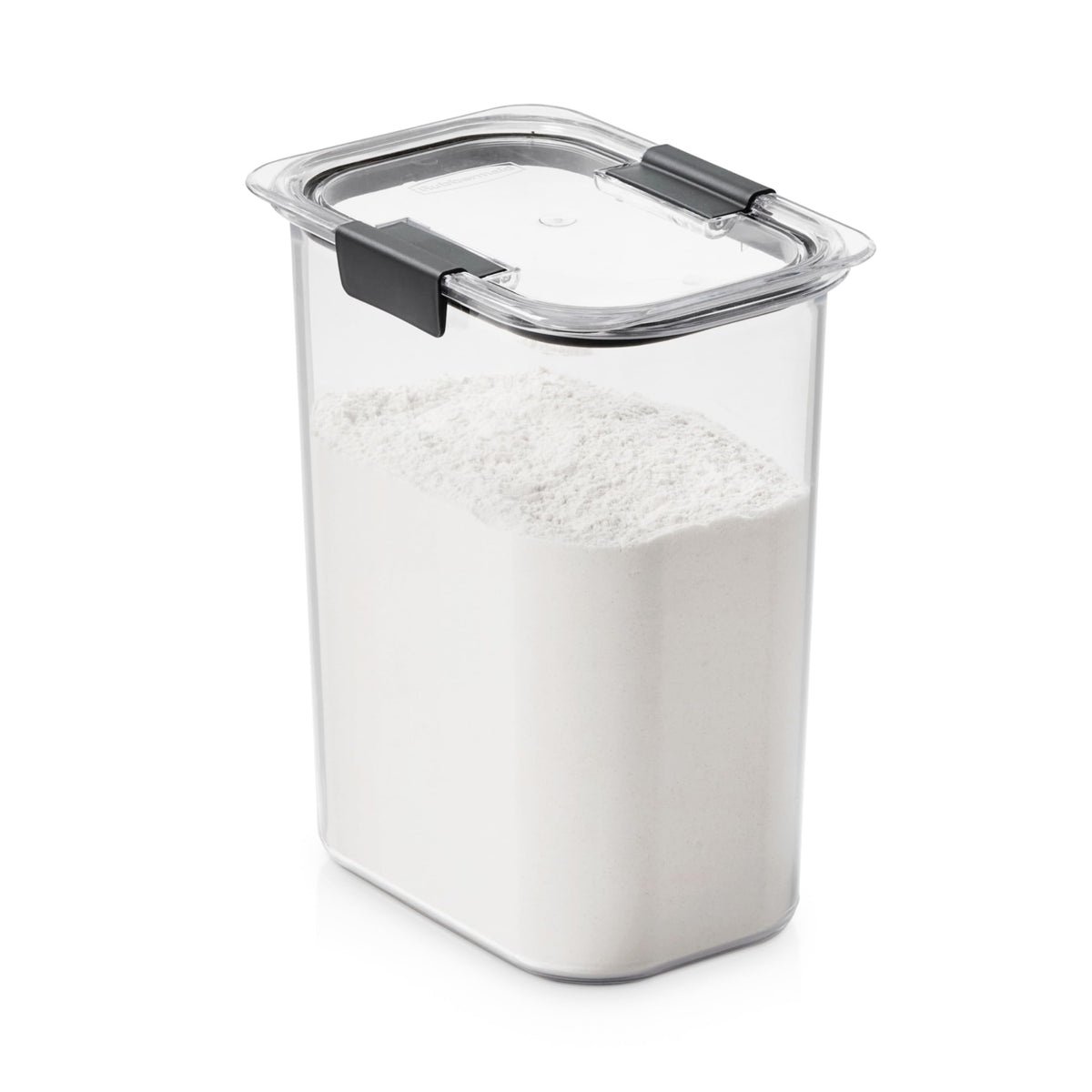 Rubbermaid Brilliance clear 16-cup airtight container grey lid holding pantry staples