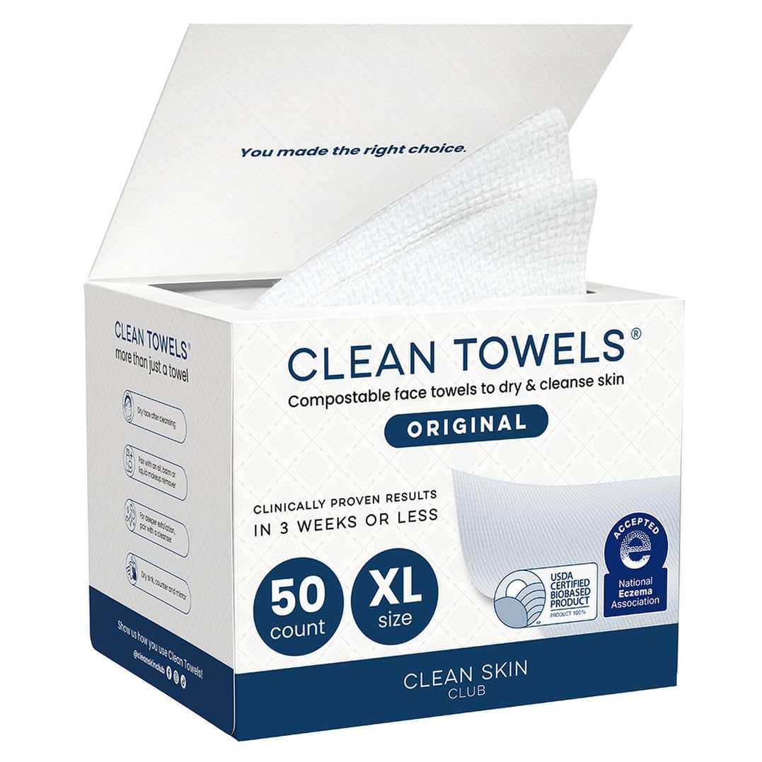 Box of 50 CLEAN SKIN CLUB Clean Towels XL disposable face towels