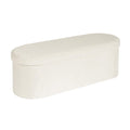 Cream Sherpa folding storage ottoman bench, collapsible 43.3-inch upholstered seat with removable lid