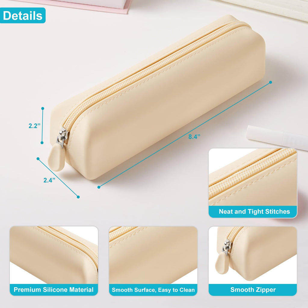 Lolocor Silicone Pencil Case, Pencil Pouch, Pencil Case Small, Pencil Pouch Aesthetic, Silicone Pencil Pouch, Pencil Case Aesthetic, Pencil Bag, Pencil Pouch for Women, Makeup Pouch image 2
