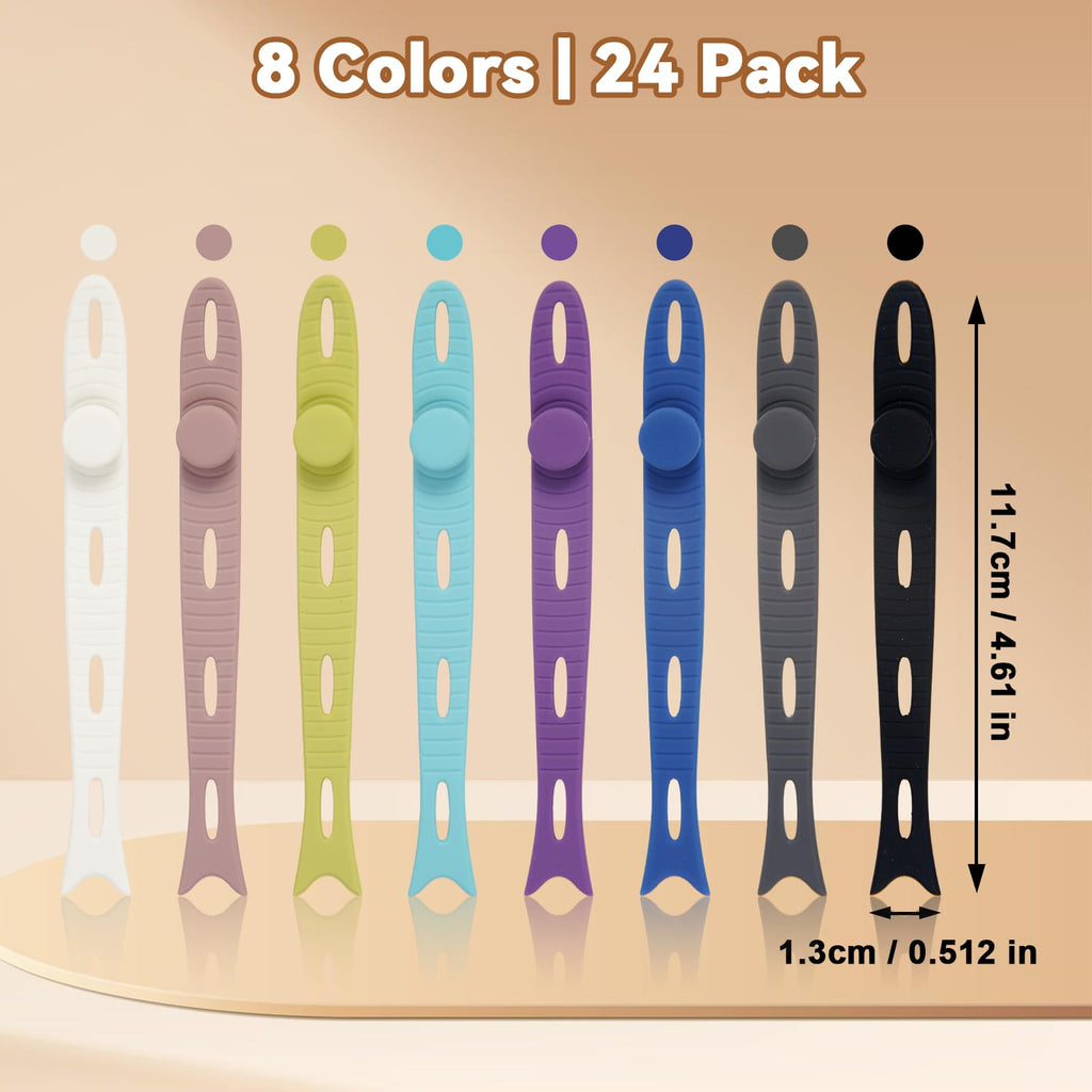 SOLIDATOR 24-Pack Reusable Fish-Shape Silicone Cable Ties – 8 Colors, 4.7” Adjustable Cord Organizers for Cords & Electronics, Cord Wraps for Charging Cables, Cable Management for Home & Office image 3