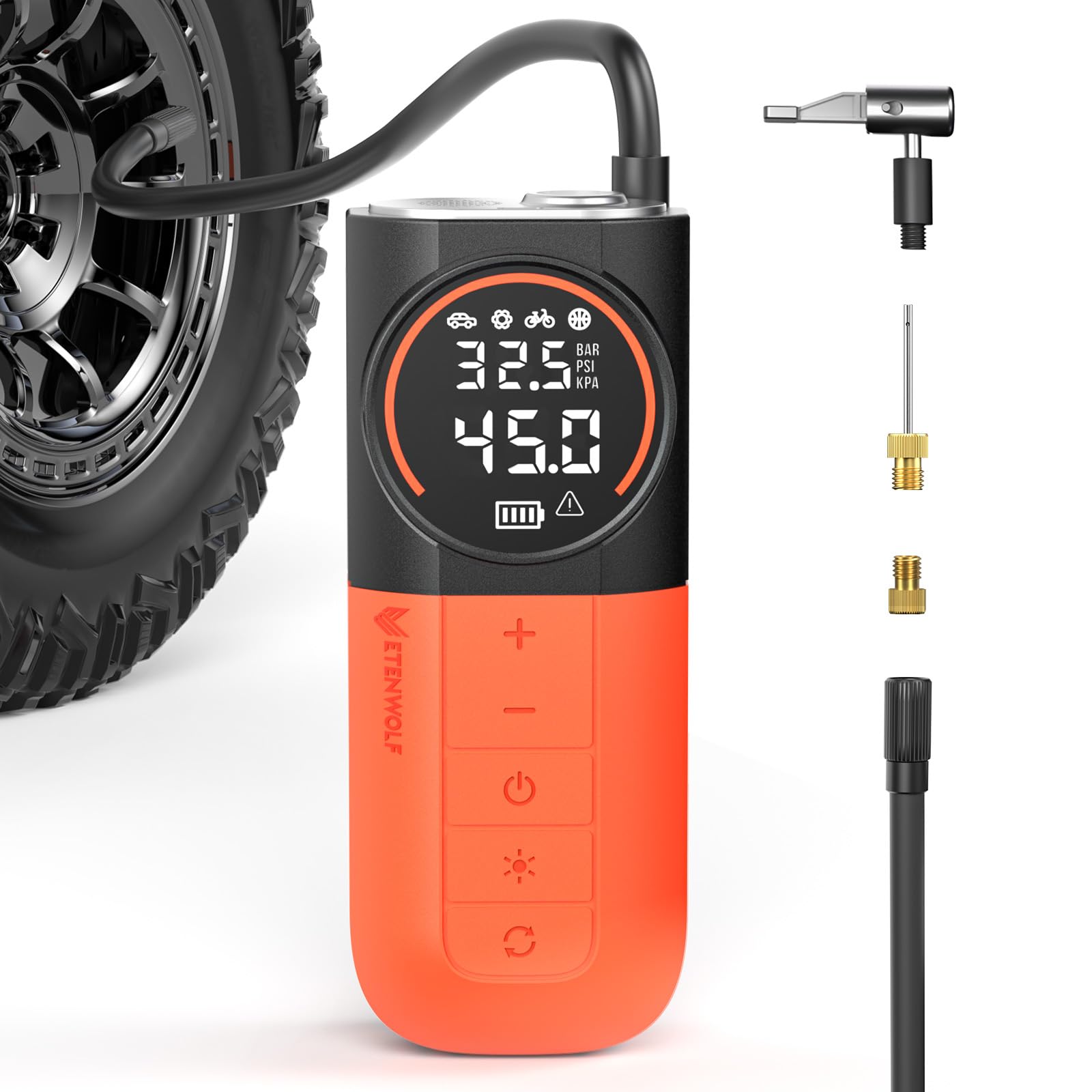 ETENWOLF S1 Tire Inflator Portable Air Compressor, 160PSI Cordless Air Pump