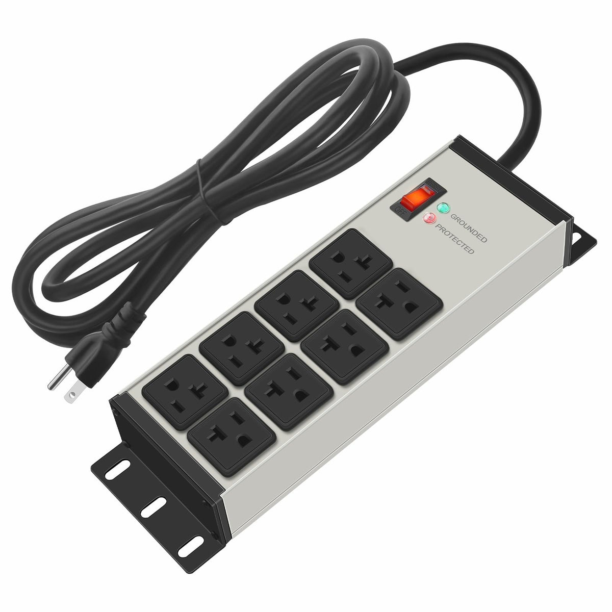 CCCEI grey heavy-duty 8-port power strip with 6ft cord
