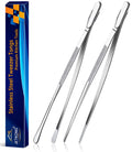 Two JETKONG 12-inch stainless steel kitchen tweezers in silver