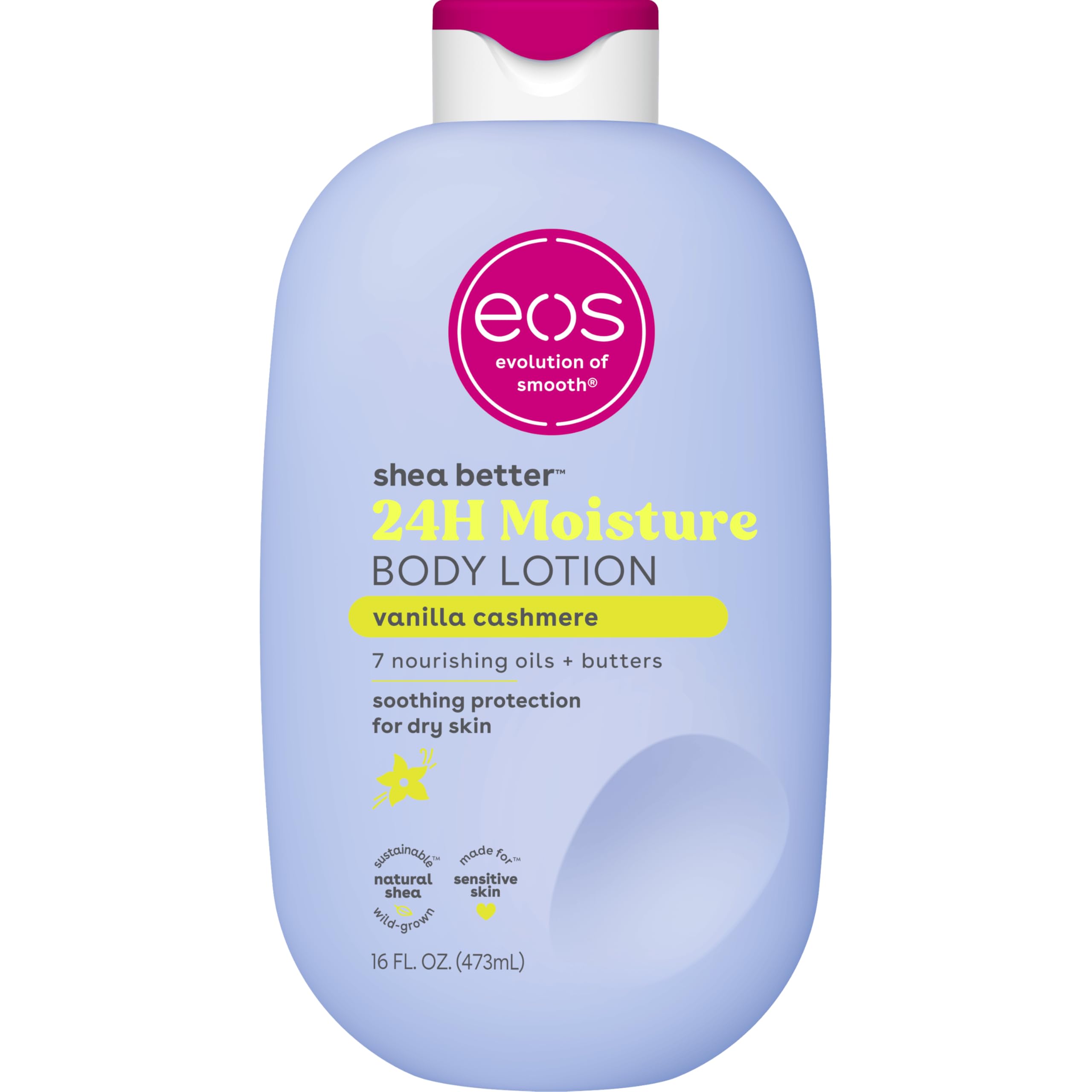 Bottle of eos Shea Better Vanilla Cashmere body lotion 16 fl oz