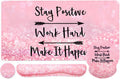 Pink Yunoble 4-in-1 gaming desk pad with mouse wrist rest, keyboard wrist rest and coaster