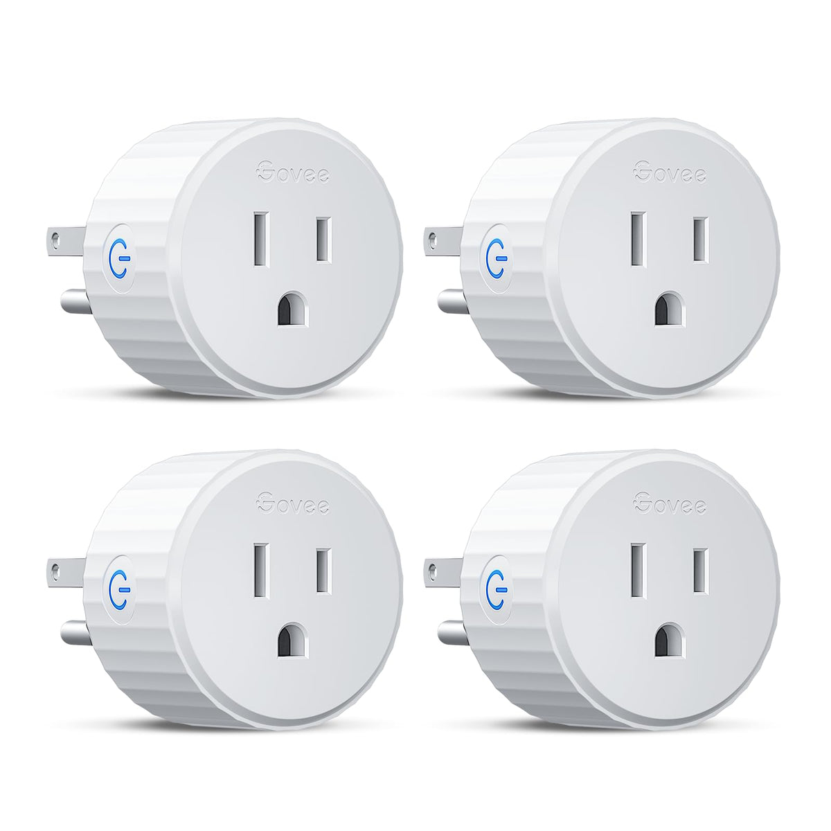 Govee white WiFi smart plug plugged into wall outlet, single unit