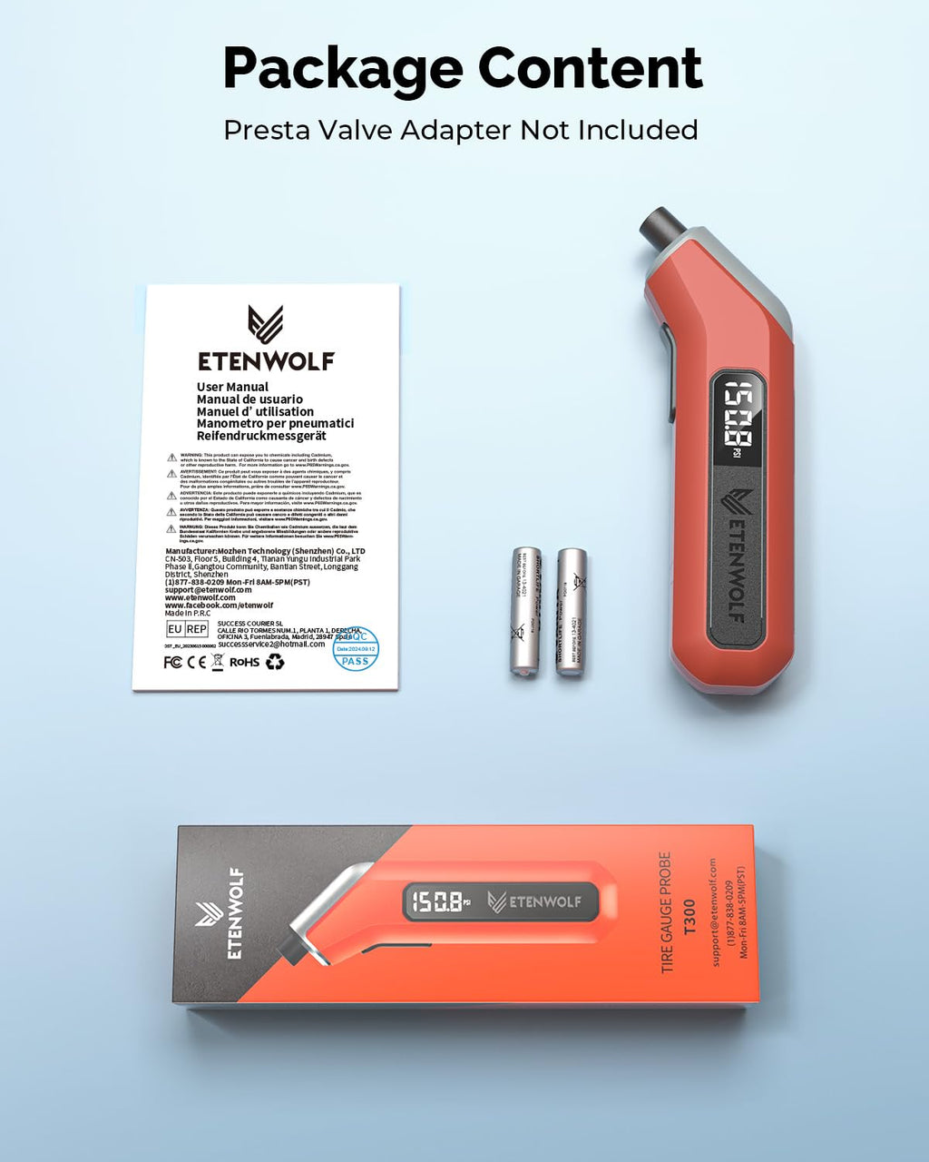ETENWOLF T300 Digital Tire Pressure Gauge 200 PSI for Car, RV, Truck, Bikes image 9