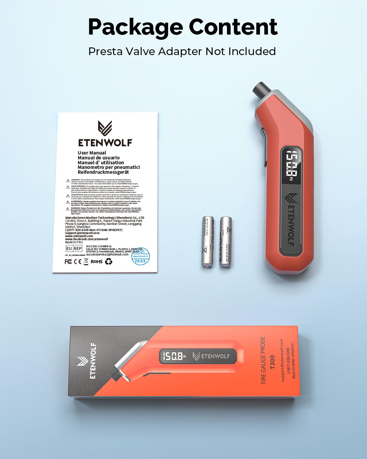 ETENWOLF T300 Digital Tire Pressure Gauge 200 PSI for Car, RV, Truck, Bikes image 9