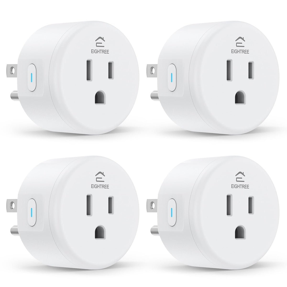 EIGHTREE white WiFi smart plug showing front and plug prongs