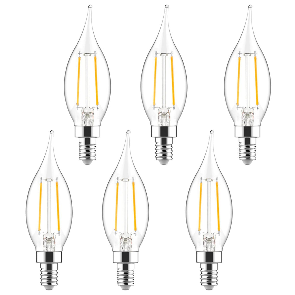 iGalux E12 LED Candelabra Bulbs 6-Pack | 40W Equivalent, Dimmable, 5000K Daylight White, 300LM, CA10 Candle Shape for Chandelier & Ceiling Fan