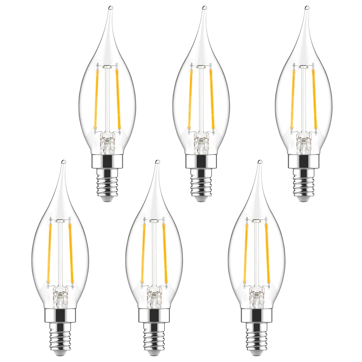 iGalux E12 LED Candelabra Bulbs 6-Pack | 40W Equivalent, Dimmable, 5000K Daylight White, 300LM, CA10 Candle Shape for Chandelier & Ceiling Fan
