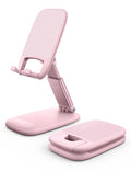 Lamicall pink rose gold phone holder on a desk